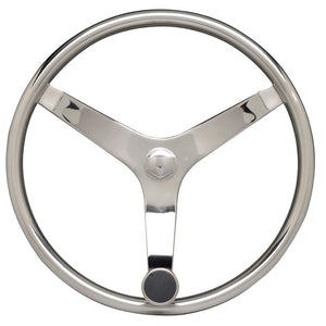 Uflex - V46 - 13.5" Stainless Steel Steering Wheel w/Speed Knob - No Wheel Nut - TRAPSKI
