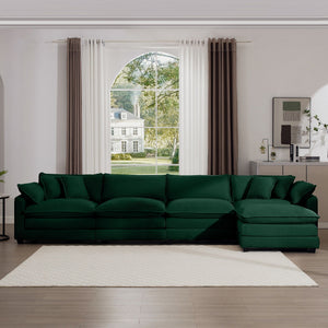 Modern Modular Cushion Sofa Set with Ottoman - Fabric, Multiple Colors