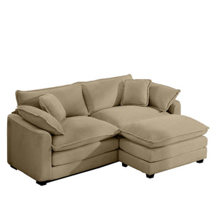 Modern Modular Cushion Sofa Set with Ottoman - Fabric, Multiple Colors