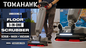 Tomahawk Electric Floor Scrubber Cleaner with 16” Power Mop Brushes Cordless Battery Powered