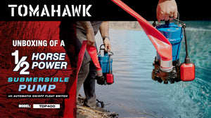 Tomahawk 1/2 HP Submersible Trash Pump, 66 GPM / 3960 GPH, 400W 2" Discharge for Dewatering Flooded Basements, Pools, Irrigation - TRAPSKI