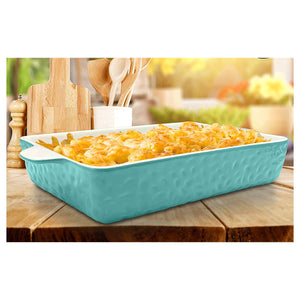 NutriChef Rectangular Ceramic 3 Piece Nonstick Kitchen Bakeware Pan Set, Aqua