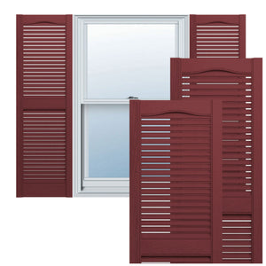 Plastic Development Group 14 x 63 Inch Outdoor Vinyl Louvered Shutters, Bordeaux
