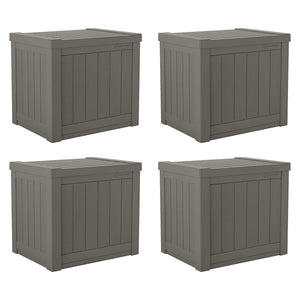 Suncast SS500ST 22 Gallon Small Resin Outdoor Patio Storage Deck Box (4 Pack)