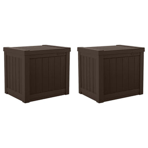 Suncast 17 x 22 Inch Resin 22-Gallon Patio Storage Deck Box, Java Brown (2 Pack)