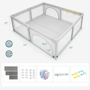 Wooden Baby Walker and Large Infant Playpen Bundle