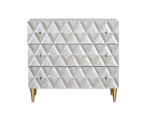 Anson Console Cabinet with 3D Diamond Drawers - Silver / Champagne