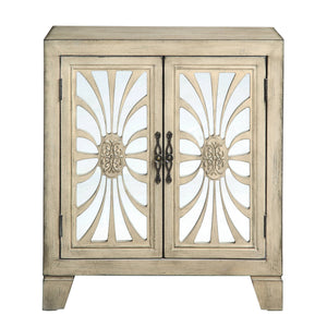 Antique White Console Cabinet with Glass Doors - Nalani