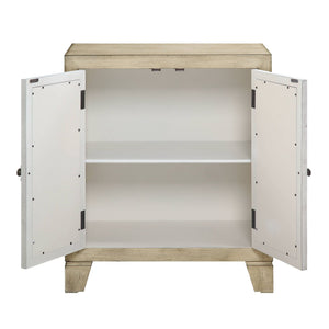 Antique White Console Cabinet with Glass Doors - Nalani