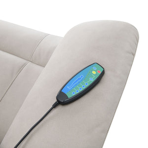 Beige Chenille Power Recliner with Lift, Heating & Massage - Beige