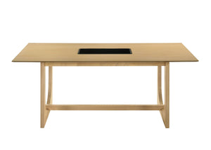 Blayde Natural Wood Dining Table with Double U-Shaped Base - Light Brown
