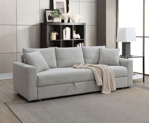 Boucle Sleeper Sectional Sofa with Pull-Out Bed - Beige