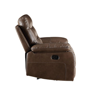 Brown Leather Gel Match 3 Piece Recliner Living Room Set with Storage Console - Brown