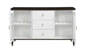 Carene Server with Drawers and Glass Accent - Brown / White