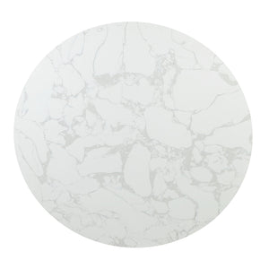 Clayten Round Dining Table with Faux Marble Top - Espresso