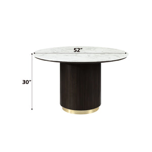 Clayten Round Dining Table with Faux Marble Top - Espresso