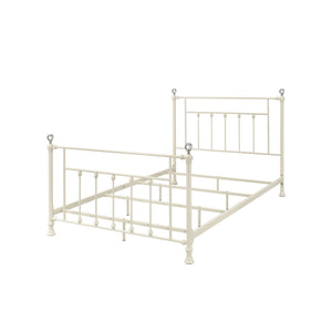 Comet Bed with Elegant Spindle Design - Metal Panel Bed - White
