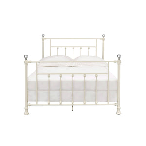 Comet Bed with Elegant Spindle Design - Metal Panel Bed - White