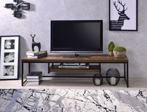 Compact TV Stand with Open Media Shelf - Light Brown or Dark Brown