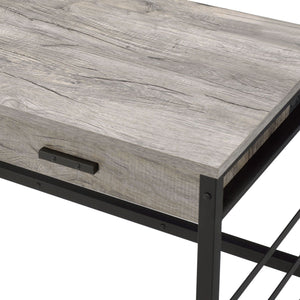Disho Weathered Writing Desk with USB Ports - Oak