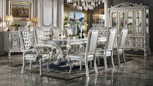 Dresden Elegant Dining Table with Wood Construction - Pearl Silver or Dark Brown