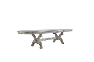 Dresden Elegant Dining Table with Wood Construction - Pearl Silver or Dark Brown