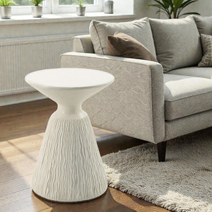 Duane Fiber Concrete Accent Table with Modern Faux Concrete Design - White