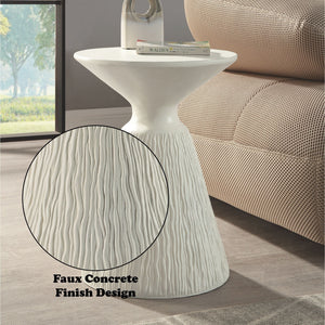 Duane Fiber Concrete Accent Table with Modern Faux Concrete Design - White