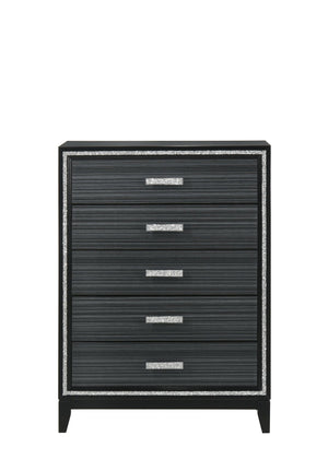 Elegant Modern Wood Accent Chest with Five Spacious Drawers - Black or White