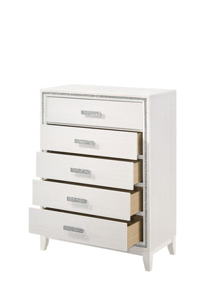 Elegant Modern Wood Accent Chest with Five Spacious Drawers - Black or White