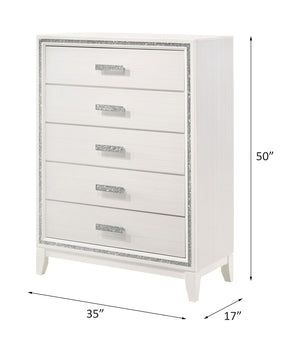 Elegant Modern Wood Accent Chest with Five Spacious Drawers - Black or White