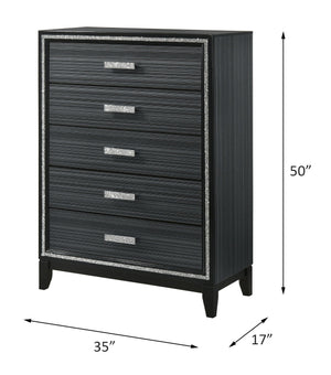 Elegant Modern Wood Accent Chest with Five Spacious Drawers - Black or White