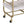 Gold & White Washed Finish Serving Cart with Removable Wooden Trays