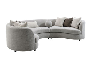 Gray Boucle Sectional Sofa with Down Feather Pillows - Ivria Collection