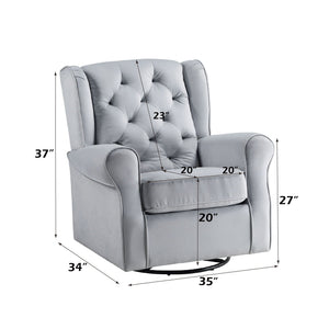 Gray Glider Chair with Swivel and 360° Motion - Fabric Upholstery