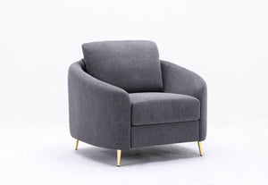 Gray Linen Arm Chair with Pocket Coil Seat - Dark Gray