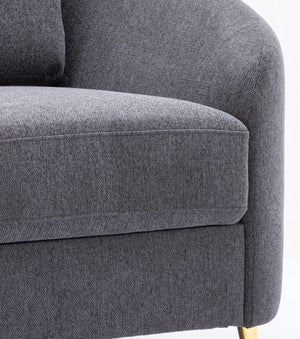Gray Linen Arm Chair with Pocket Coil Seat - Dark Gray
