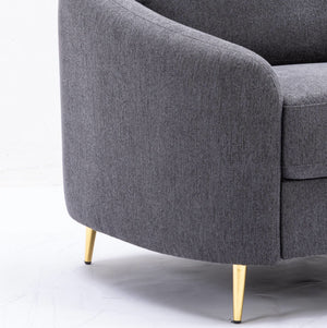 Gray Linen Arm Chair with Pocket Coil Seat - Dark Gray