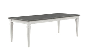 Gray and White Wood Dining Table with Leaf Extension - Katia