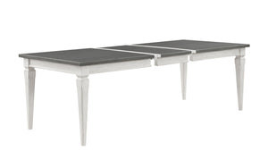 Gray and White Wood Dining Table with Leaf Extension - Katia
