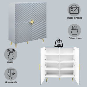High Gloss Accent Cabinet with Modern Design - White or Gray