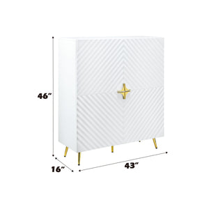 High Gloss Accent Cabinet with Modern Design - White or Gray
