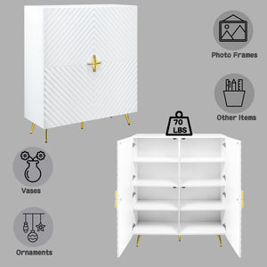 High Gloss Accent Cabinet with Modern Design - White or Gray