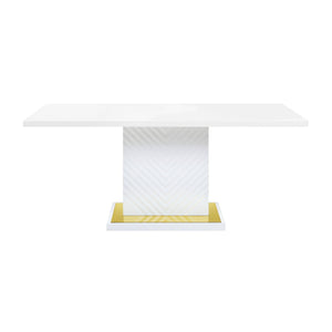 High Gloss Dining Table with Pedestal Base - White