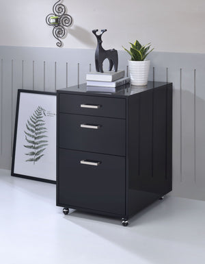 High Gloss Filing Cabinet with Fully Assembled Construction - White or Black