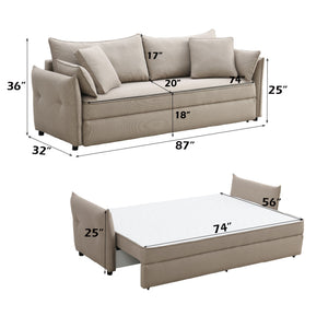 Irina Beige Fabric Sofa with Sleeper with Hidden Storage - Beige