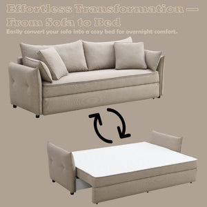 Irina Beige Fabric Sofa with Sleeper with Hidden Storage - Beige