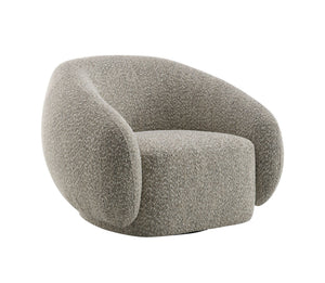 Isabel Swivel Chair with Bouclé Upholstery and Wooden Frame - Light Brown or Beige