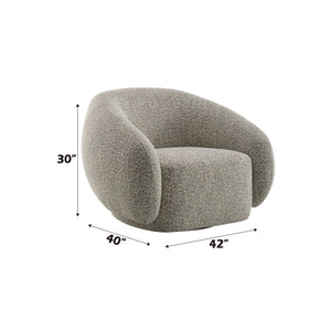 Isabel Swivel Chair with Bouclé Upholstery and Wooden Frame - Light Brown or Beige