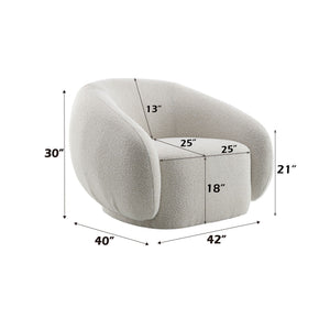 Isabel Swivel Chair with Bouclé Upholstery and Wooden Frame - Light Brown or Beige